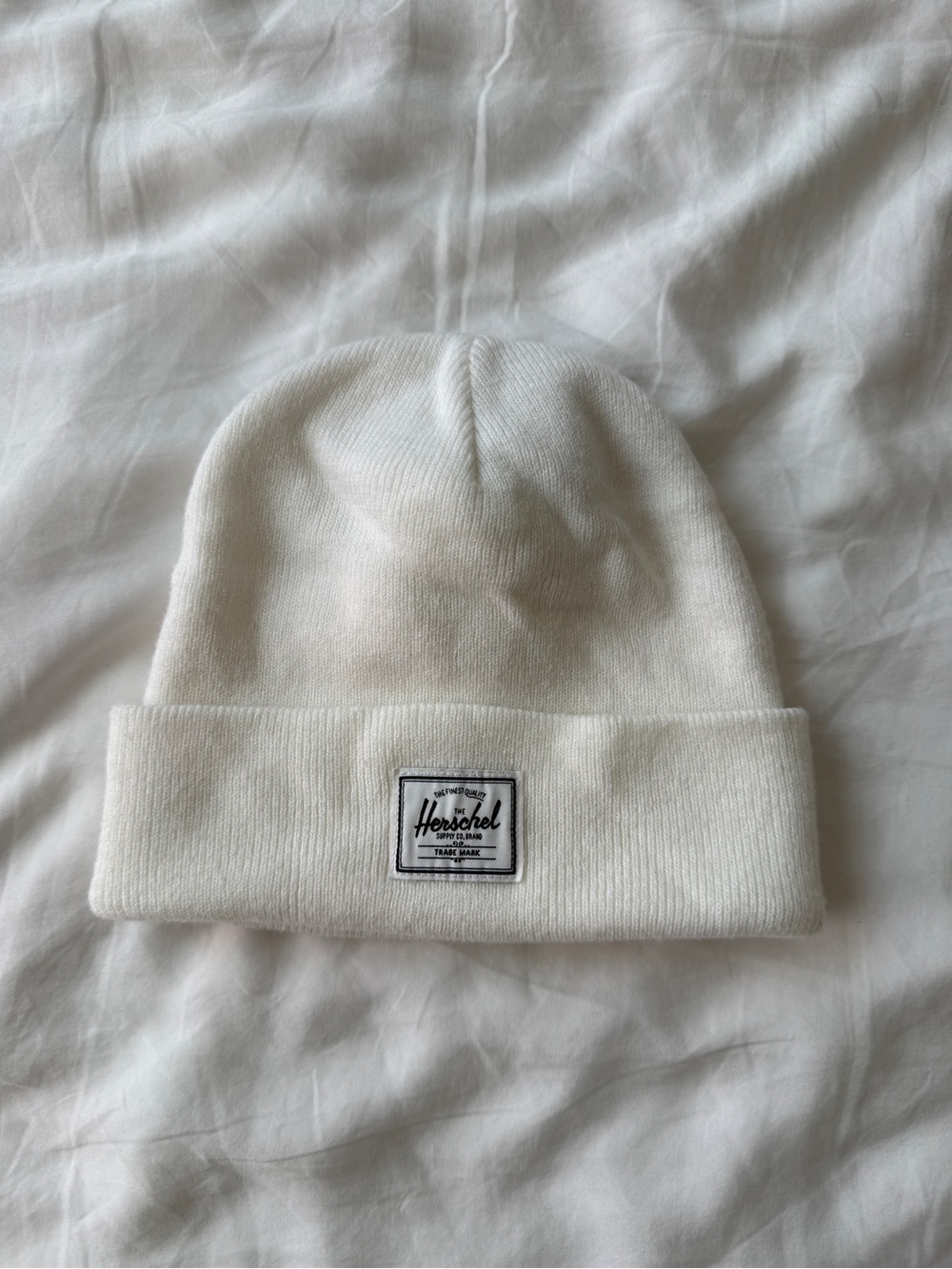 Herschel White Cuffed Knit Beanie